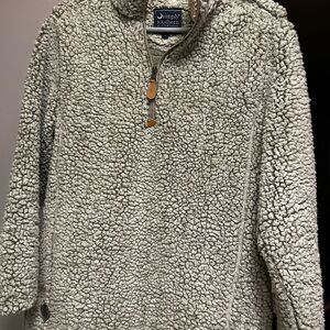 Simply Southern Women’s 3/4 Zip Up Sherpa pullover in Light Gray